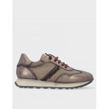Zapatillas Hispanitas Hi233073 Loira Pewter Beige Piel Mujer 36 Shark Plateado con Cordones y Logotipo