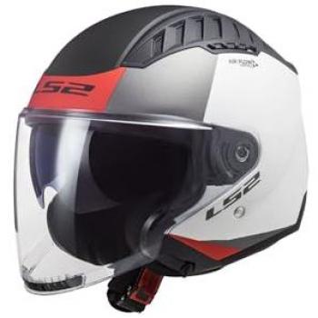 LS2 Casco Jet OF600 Copter II Urbane Blanco Mate-Rojo XS