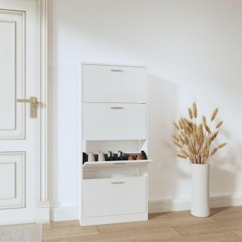 Zapatero blanco pulido 59x17x150 cm madera multicapa