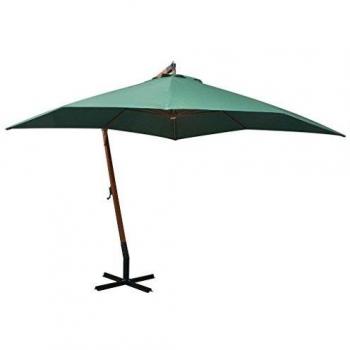 vidaXL Sombrilla Colgante 300x300 Verde Parasol Pedestal Toldo Cubierta Jardín