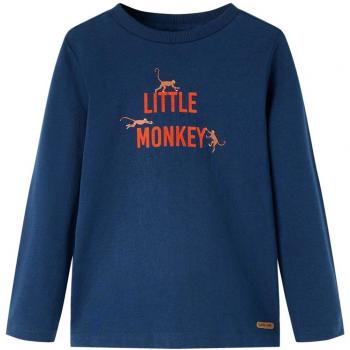 Camiseta infantil de manga larga azul marino 92