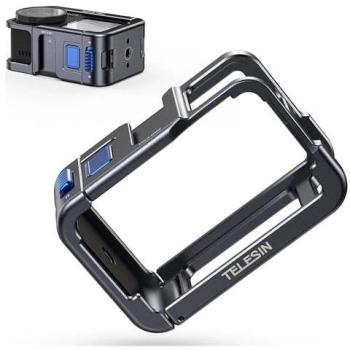 Carcasa Metálica Protectora Telesin para DJI OSMO Action 3/4/5 Pro con Zapato Frío Doble en Aleación de Aluminio