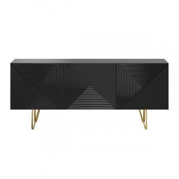 Aparador negro y dorado 3 puertas 160 cm OZEN