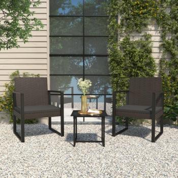 Black Poly Rattan Garden Armchair with Cushion
