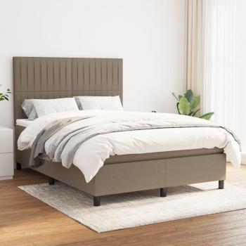 Cama box spring Tortorra 140x200 cm con colchón de muelles en tela gris taupe