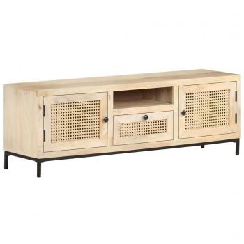 Soporte para TV móvil de madera maciza de mango y caña, dimensiones 120x30x40 cm, color marrón