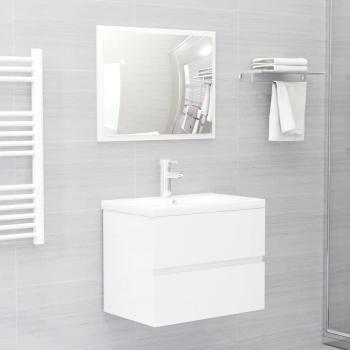 Juego de muebles de baño de madera de ingeniería blanco brillo