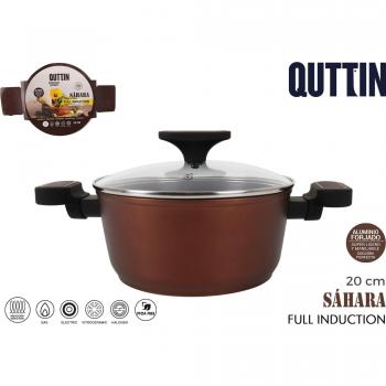 Cacerola Antiadherente de 20cm con Tapa Sahara - Full Inducción, Apta para Todas las Cocinas y Lavavajillas, Mango Ergonómico