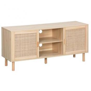 Mueble TV Sweeek Efecto Caña y Madera Natural 120cm con 2 Puertas y Estante