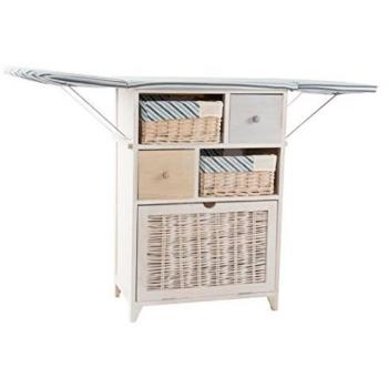 Suska-Regalos Mueble Plancha Azul Plegable, Blanco, 60/128 x 36 x 84