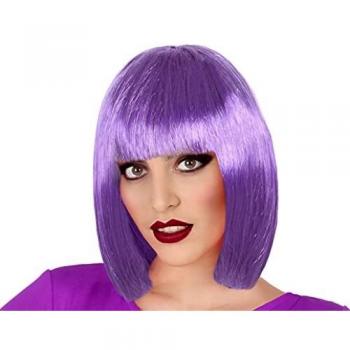Atosa-43321 Peluca Media Melena Flequillo, color morado (43321