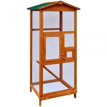 vidaXL Jaula para Pájaros de Madera Maciza 65x63x165 cm Marron Pajarera Aves