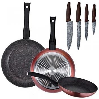 Juego de 3 Sartenes Ø20/24 y 28 cm + Set de 4 Cuchillos de Acero Inoxidable – SAN IGNACIO