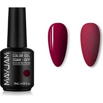MAYJAM Esmalte de Uñas de Gel UV LED 15ML Esmaltes Semipermanentes Gel Uñas Soak off Pintauñas para Manicura Salon DIY - Nail Polish es Ideal para las Cuatro Estaciones - Clásico Borgoña