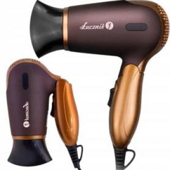 Secador de Pelo Łucznik HD-212 - Potencia de 2200W, diseño elegante en color chocolate y dorado, tecnología de iones para reducir el frizz, dos velocidades y tres temperaturas ajustables, boquilla concentradora
