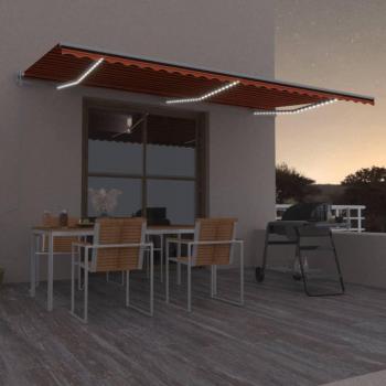 Toldo automático Day and Night con sensor de viento y LED 600x300 cm naranja marrón