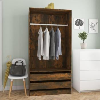 Gabinete de roble ahumado 100x50x200 cm madera multicapa vidaXL Armario madera contrachapada color roble ahumado 100x50x200 cm