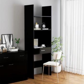 Estantería de aglomerado y madera contrachapada negra 60x35x180 cm