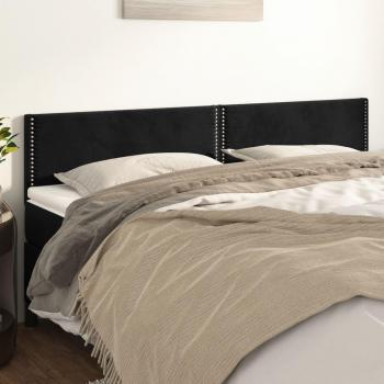 Cabecero 2 Piezas Terciopelo Negro 90x5x78/88 cm
