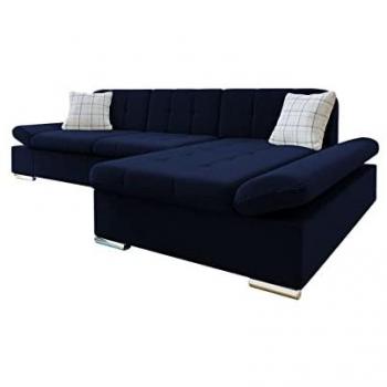 Sofá rinconero Comfivo 219, Magic Velvet azul, 278 x 151 x 76 cm
