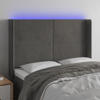Cabecero LED de Terciopelo Gris Oscuro 147x16x108/128cm