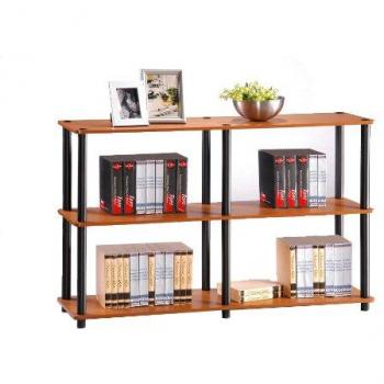 Furinno Turn-N-Tube 3-Tier Double Size Storage Display Rack, Light Cherry/Black