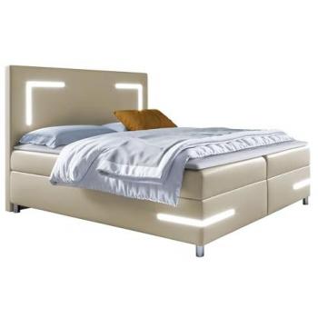 Cama Continental Baltimore 173 Doble Eco Cuero con Somieres y LED, 160x212x120cm