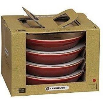 Le Creuset - Set de 4 Platos Creme Brulee 16cm, color Cereza de Cerámica de Gres
