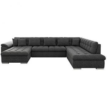 Sofá rinconero Comfivo 114, gris, con función de descanso y caja de ropa de cama, dimensiones 348x205x76cm