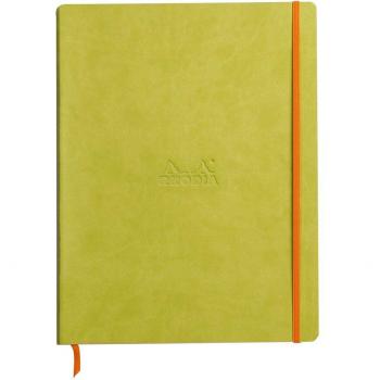 Cuaderno Rhodiarama A4+ de tapa blanda - Lineas horizontales y casilla en la parte superior para títulos - Verde anís