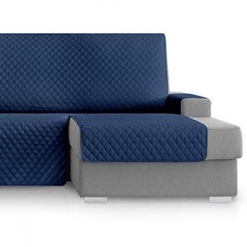 Vipalia Funda Cubre Sofa Chaise Longue Rombos. Funda de Sofa Chaise Longue Acolchado Brazo Derecho. Protector Antimanchas Ajustable. Color Azul Marino. Chaise Longue Derecha 240 cm