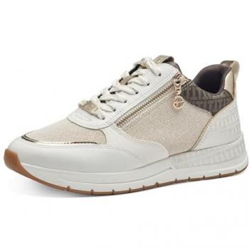 Zapatillas Deportivas Tamaris Mujer Modelo 23732 Beige Con Plantilla Intercambiable y Diseño Sportivo