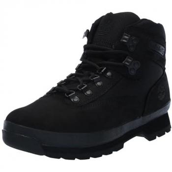 Timberland Euro Hiker Mid Lace-Up Boot for Men in Black Nubuck, Size 6.5 (EU 40)