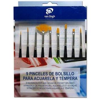 9 PINCELES DE BOLSILLO PARA ACUARELA Y TÉMPERA VAN GOGH