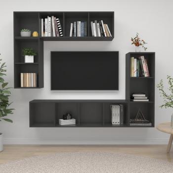 Juego de mueble para TV de 4 piezas aglomerado gris
