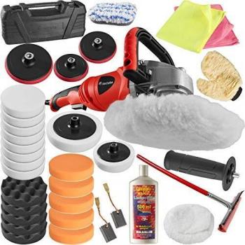 TecTake Máquina Pulidora Limpieza Profesional 1400W 0-3000 RPM + Set 6