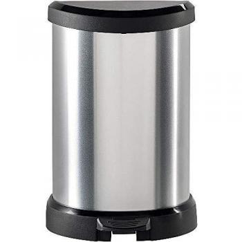 Curver 220959 - Cubo decorado con pedal 20 L, Metal, 28.3x24.8x42.8 cm