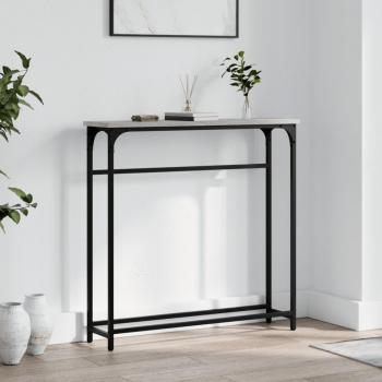 Mesa consola de madera de ingeniería 75x19,5x75 cm en colores Negro, Roble Sonoma y Roble ahumado - Mesa de sofá, mesa de entrada para salón, consola de entrada, mueble recibidor y mesita