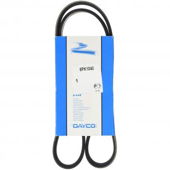 Correa acanalada en V DAYCO 6PK1040, longitud de 1040 mm, diseño de múltiples canales para una mayor tracción, fabricada con materiales resistentes a la abrasión y al desgaste, adecuada para sistemas de transmisión