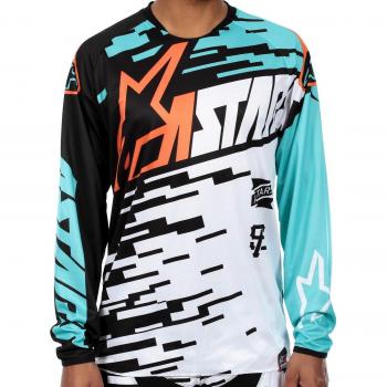 Alpinestars 2016 Racer Braap Jersey - Schwarzblanco - Blanco/Turquesa/Schwarz, L