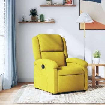 Silla reclinable de terciopelo amarillo Vidaxl con estructura resistente, tapizado en terciopelo suave, mecanismo de reclinado ajustable, color amarillo vibrante y patas de madera