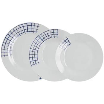 Vajilla de Porcelana Quid Kansas 18 Piezas Apta Microondas y Lavavajillas para 6 Personas - Azul, Rojo o Verde