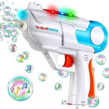 TangTag Pistola de Burbujas de Jabón, Máquina de Burbujas Niños con Luz y Música, Pistola de Burbujas es Regalo de Deseos Niños, Apto para Todo Tipo Fiestas - Sin Incluir Líquido de Jabón y Pilas