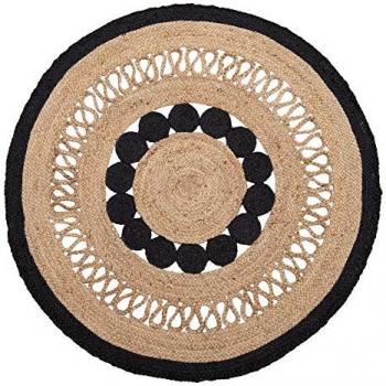 Alfombra Natural de Yute Negro 120 x 120 x 1 cm