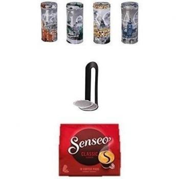 Senseo Bote con elevador para guardar cápsulas de café Nuevo Diseño 2016Café Pad lata con Madrid de ROM de Praga y motivos Wien + Senseo Classic 1Paquete