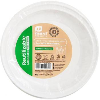 PLATO LLANO REDONDO BLANCO 20.5 CM REUTILIZABLE PACK DE 100