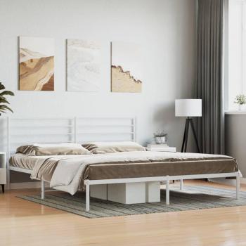 Cama de metal blanca con cabecero redondo 180x200 cm