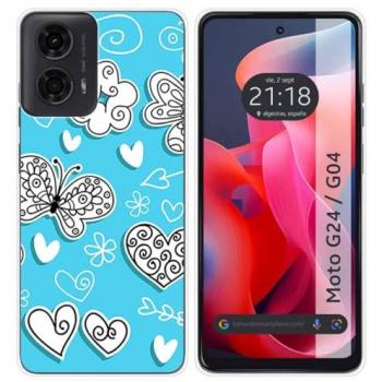 Funda de Silicona para Motorola Moto G04 / G24 con Diseño de Mariposas