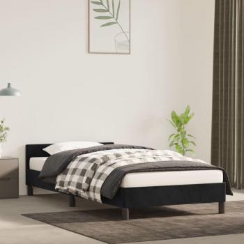 Cabecero de terciopelo negro 90x190 cm con estructura de cama Vidaxl