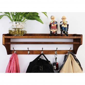 Perchero de pared ,Pared Perchero,Percha de madera maciza ,moderna multifuncional 5 ganchos estante de pared soporte de exhibición perchas Dormitorio & el Baño & la Decoración del Hogar